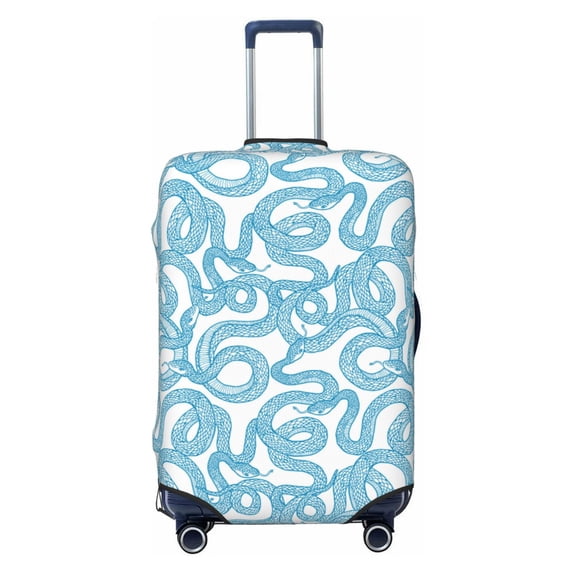 Wukai Blue Snake Elastic Luggage Cover: Personalized Protection for Your Suitcase - Fits 19~29-inch, Washable & Durable Travel Companion-Medium