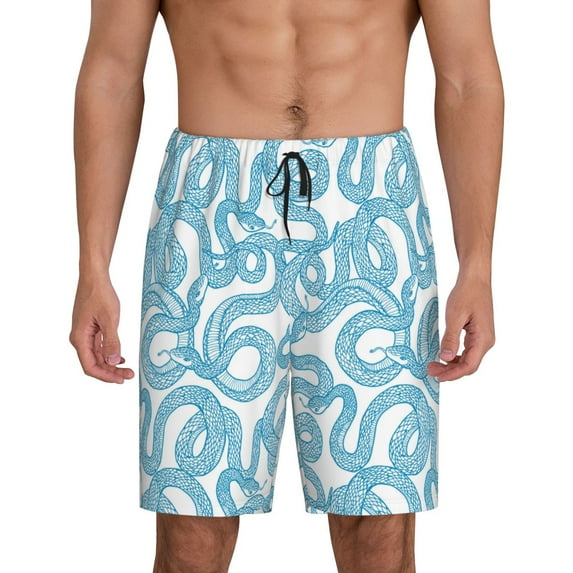 Wukai Blue Snake Men’s Short Pajama Pants With Pockets Soft Sleep Pj Shorts for Men-4X-Large