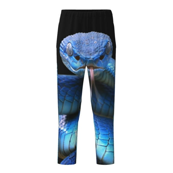 Wukai Blue Viper Snake Print Teenagers' Pajama Pant Sleep Pajama Lounge Pant PJ Bottoms with Pockets and Button Fly(Available in Big & Tall)-XS(5-6)