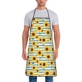 thumbnail image 1 of Wukai Blue White Striped Sunflower A Print Aprons Adjustable Bib Aprons Cooking Kitchen Chef Apron for Women and Men, 1 of 7