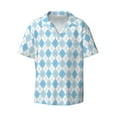 thumbnail image 1 of Wukai Blue and White Squares Men's Casual Short-Sleeve Button Down Shirt - Lightweight Summer Dress Shirt for Daily Wear-XX-Large, 1 of 1