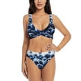 thumbnail image 1 of Wukai Blueberry Women's Bikini Set Two Piece,wimsuit High Waisted V Neck Twist Front Adjustable Spaghetti Straps Bathing Suit-, 1 of 7