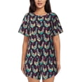 thumbnail image 1 of Wukai Bohemian Chicken Women's Pajama Set,Short-Sleeve Top and Shorts with Elastic Waistband and Pockets for Loungewear, Yoga, and Casual Wear-3X-Large, 1 of 8