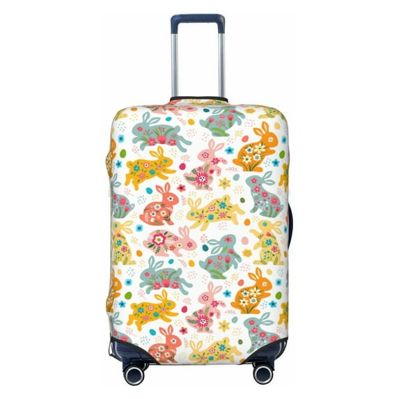 Wukai Boho Bunny Elastic Luggage Cover: Personalized Protection for Your Suitcase - Fits 19~29-inch, Washable & Durable Travel Companion-Large