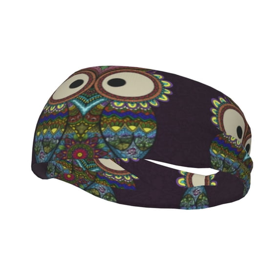 Wukai Boho Owl Sports sweatband,Men & Women Sweatband Headband for Running, Cross Training, Racquetball, Working Out