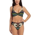 thumbnail image 1 of Wukai Boho Owl Women's Bikini Set Two Piece,wimsuit High Waisted V Neck Twist Front Adjustable Spaghetti Straps Bathing Suit-XX-Large, 1 of 7