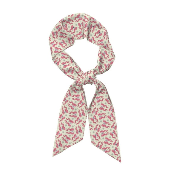Wukai Bow With Sugar Skull Print Hair Scarf for Women Fashion Silky Satin Headscarf Wrap Breathable Lightweight Neck Scarves For Handbag Accessories