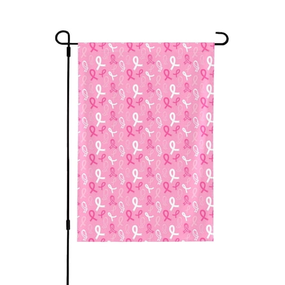 Wukai Breast Cancer Awareness (3) Garden Flags Double Sided Welcome Garden Yard House Flags Outside Outdoor House (Only Flag)
