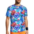 thumbnail image 1 of Wukai Bright Flowers Print Men's Short-Sleeved Mesh T-Shirt,Quick-Dry Short Sleeve Workout T-Shirt-, 1 of 8
