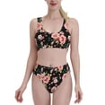 thumbnail image 1 of Vsdgher Womens High Waisted Bikini Sets Two Piece Swimsuit Rose Flowers Print Tummy Control Bathing Suit-Medium, 1 of 8