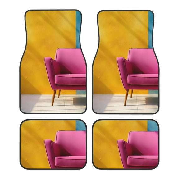 Wukai Bright Pink Chair Front Car Floor Mats Four-Piece Set Front & Rear Universal Car Floor Mats for SUVs, Trucks, Sedans