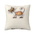 thumbnail image 1 of Wukai Brown Cat Cartoon Premium Polyester Fleece Pillow Covers with Hidden Zipper Closure,Luxuriously Soft and Durable-22"x22", 1 of 7