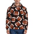 thumbnail image 1 of Wukai Brown Football On Black Print Men Hoodies Fleece Sweatshirts Long Sleeve Sweaters Pullover Fall Outfits Winter Clothes-Large, 1 of 7