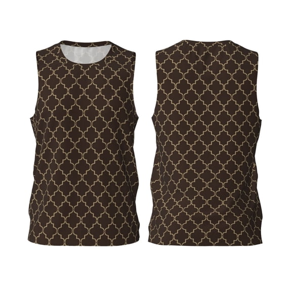 Wukai Brown Moroccan Trellis Men’s Basketball Jersey4X-Large