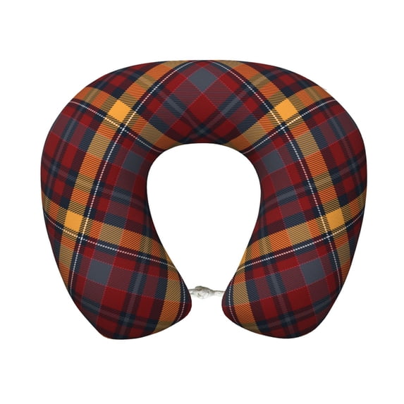 Wukai Buffalo Check Plaid Print Travel Pillow,Memory Foam U Shaped Neck Pillow,Super Lightweight Portable Headrest Great for Airplane Chair, Car,Home,Office