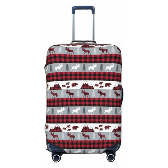 Wukai Buffalo Plaid Forest Elastic Luggage Cover: Personalized Protection for Your Suitcase - Fits 19~29-inch, Washable & Durable Travel Companion-X-Large