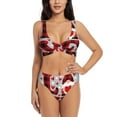 thumbnail image 1 of Wukai Buffalo Plaid Love And Gnome Women's Bikini Set Two Piece,wimsuit High Waisted V Neck Twist Front Adjustable Spaghetti Straps Bathing Suit-Large, 1 of 7