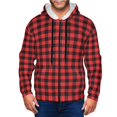 thumbnail image 1 of Wukai Buffalo Plaid Red Black Print Men's Zip-Up Hoodie,Fleece Full-Zip Hoodie for Men, Hooded Sweatshirt-3X-Large, 1 of 5