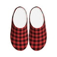thumbnail image 1 of Wukai Buffalo Plaid Red Black Print Women's Indoor Bedroom Slipper Slip On Shoes, Unisex House Shoes with Anti-Skid Sole for Men, Gift for Women Men-35/36, 1 of 7