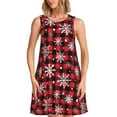 thumbnail image 1 of Wukai Buffalo Plaid Snowflakes Print Women's Sleeveless Dress, Loose Fit Casual Dress for Women, Comfortable Sleeveless Summer Dress, 1 of 7