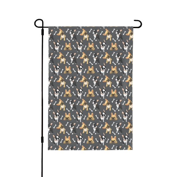 Wukai Bulldog Print Garden Flags Double Sided Welcome Garden Yard House Flags Outside Outdoor House (Only Flag)