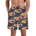 thumbnail image 1 of Wukai Burning Rugby Balls Print Beach Trunks with Compression Liner Swimsuit Quick Dry Beach Sports Shorts with Pocket-Large, 1 of 8