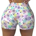 thumbnail image 1 of Wukai Butterflies on Polka Dots Print Pack Biker Shorts for Women Yoga Workout Gym Running Scrunch Active Shorts-Small, 1 of 8