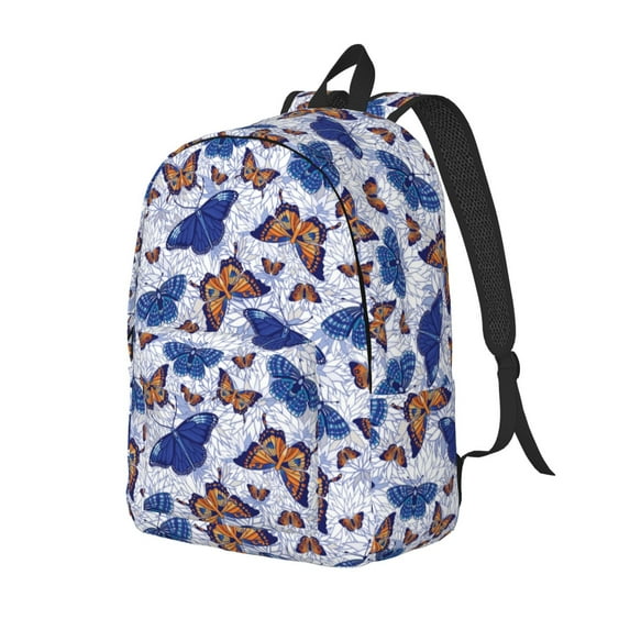 Wukai Butterflies1 Durable Canvas Laptop Backpack,Adjustable Shoulder Straps,Water-Resistant,Large Capacity,Stylish Design, Fits 15-17in Laptops,Unisex for School,Office,Travel-Medium