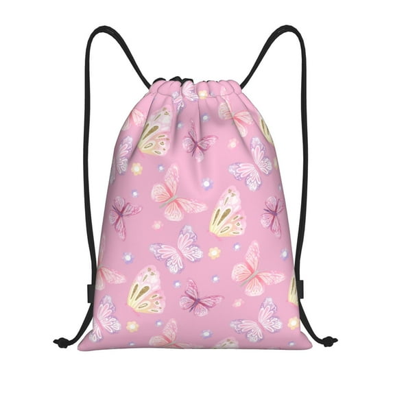 Wukai Butterfly 1 Drawstring Backpack Bag Sport Gym Sackpack Large Size String Backpack Cinch for Women Men-Medium