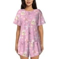thumbnail image 1 of Wukai Butterfly 1 Print Women's Pajama Set - Short-Sleeve Top and Shorts with Elastic Waistband and Pockets for Loungewear, Yoga, and Casual Wear-X-Large, 1 of 6