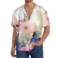 thumbnail image 1 of Wukai Butterfly And Flowers Men's Casual Short-Sleeve Button Down Shirt,Cuban Shirts for Men,Mens Short Sleeve Dress Shirts-Small, 1 of 5