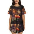 thumbnail image 1 of "Wukai Butterfly Sitting on a Flower Women's Pajama Set - Short-Sleeve Top and Shorts with Elastic Waistband and Pockets for Loungewear, Yoga, and Casual Wear-3X-Large, 1 of 8
