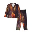 thumbnail image 1 of Wukai Butterfly Sitting on a Flower Print Women's Pajama Set - Soft Long Sleeve Sleepwear for Comfort and Style-Large, 1 of 9