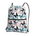 thumbnail image 1 of Wukai Butterfly Waterproof Drawstring Backpack with Zipper Pocket,Large Foldable Gym Bag for Women and Men, Perfect for Sports, Yoga, and Travel, 1 of 1