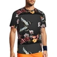 thumbnail image 1 of Wukai Butterfly with Fowers Print Men's Short-Sleeved Mesh T-Shirt,Quick-Dry Short Sleeve Workout T-Shirt-, 1 of 8