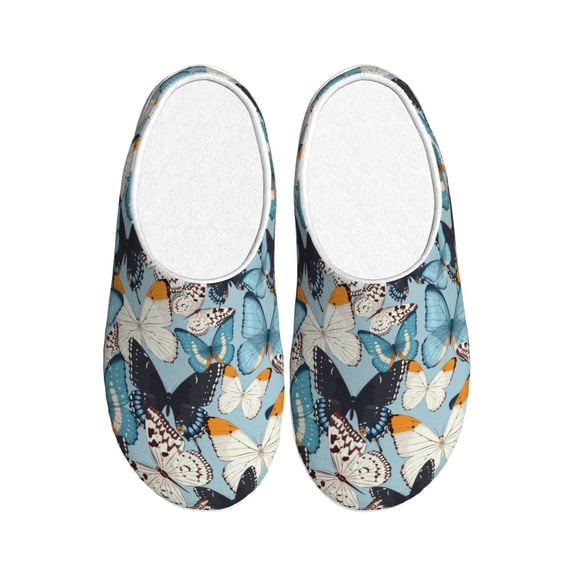 Wukai Butterflys Print Women's Indoor Bedroom Slipper Slip On Shoes, Unisex House Shoes with Anti-Skid Sole for Men, Gift for Women Men-8