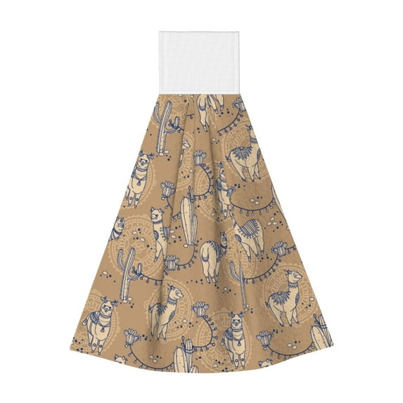 Wukai Cactus Alpaca Print Kitchen Towels Quick Dry Washcloths, Coral Velvet Dishtowels Multipurpose Reusable Cloths, Soft Tea Absorbent Cleaning Cloths