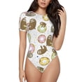 thumbnail image 1 of Naloa Donut Sloth Women's Short-Sleeved Onesie, One-Piece Swimsuit for Parties, dates, clubs - Large, 1 of 9