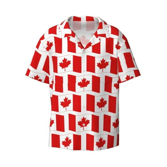 Wukai Canada Men's Casual Short-Sleeve Button Down Shirt - Lightweight Summer Dress Shirt for Daily Wear-XX-Large