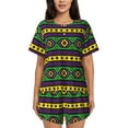 thumbnail image 1 of Wukai Carnival Mardi Gras Women's Pajama Set,Short-Sleeve Top and Shorts with Elastic Waistband and Pockets for Loungewear, Yoga, and Casual Wear-4X-Large, 1 of 8