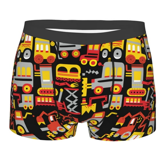 Wukai Cars Print Men’s Underwear Breathable Boxer Briefs, Moisture Wicking & Breathable-Large