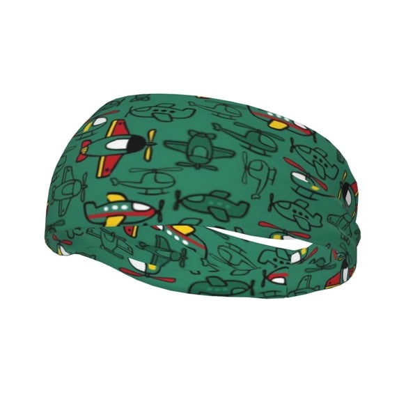 Wukai Cartoon Air Transportation Sports sweatband,Men & Women Sweatband Headband for Running, Cross Training, Racquetball, Working Out