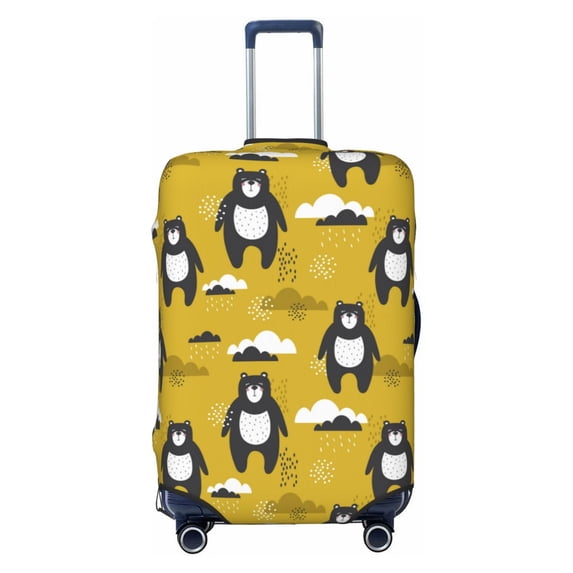 Wukai Cartoon Bear Yellow Elastic Luggage Cover: Personalized Protection for Your Suitcase - Fits 19~29-inch, Washable & Durable Travel Companion-