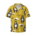 thumbnail image 1 of Wukai Cartoon Bear Yellow Men's Casual Short-Sleeve Button Down Shirt - Lightweight Summer Dress Shirt for Daily Wear-Small, 1 of 7