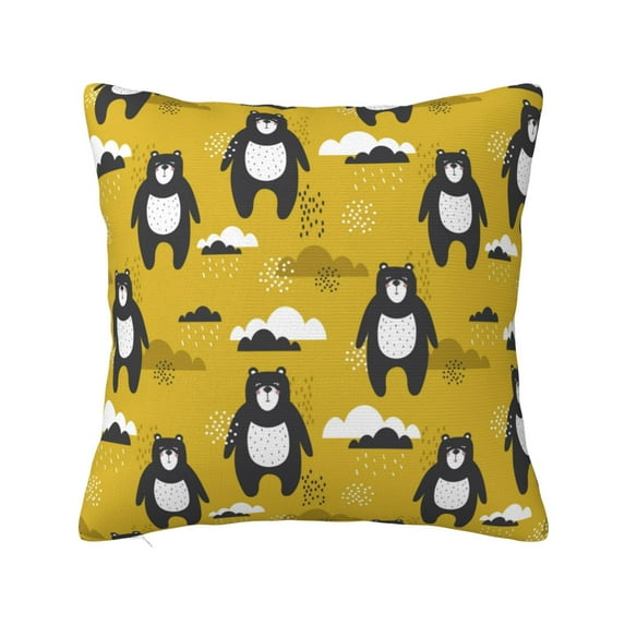 Wukai Cartoon Bear Yellow Premium Polyester Fleece Pillow Covers with Hidden Zipper Closure,Luxuriously Soft and Durable-24"x24"