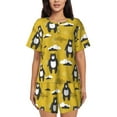 thumbnail image 1 of Wukai Cartoon Bear Yellow Print Women's Pajama Set - Short-Sleeve Top and Shorts with Elastic Waistband and Pockets for Loungewear, Yoga, and Casual Wear-XX-Large, 1 of 6