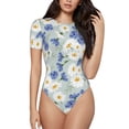 thumbnail image 1 of Naloa Daisies Flowers Women's Short-Sleeved Onesie, One-Piece Swimsuit for Parties, dates, clubs - Large, 1 of 9