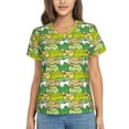 thumbnail image 1 of Wukai Cartoon Frog Classic V-Neck T-Shirt for Women: Comfortable, Stylish, and Versatile Wardrobe Essential-3X-Large, 1 of 1