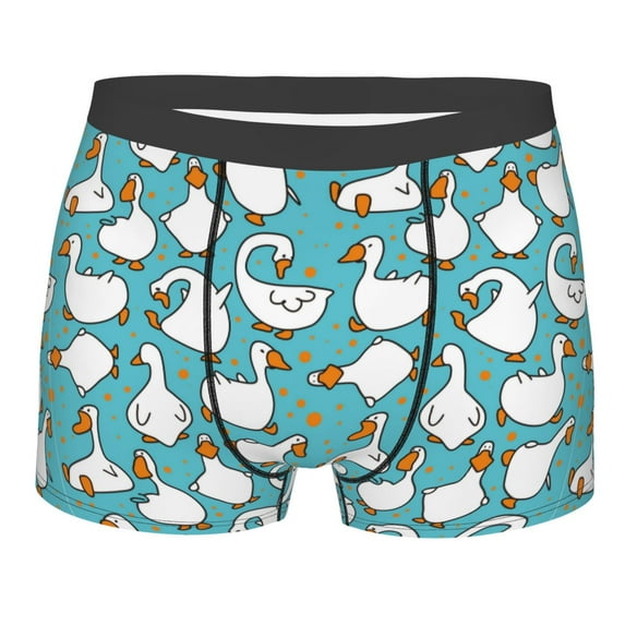 Wukai Cartoon Funny Goose Print Men’s Underwear Breathable Boxer Briefs, Moisture Wicking & Breathable-Medium