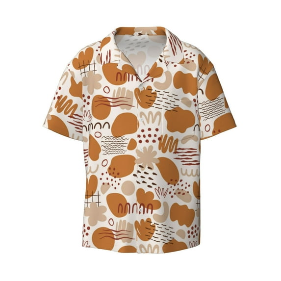 Wukai Cartoon Men's Casual Short-Sleeve Button Down Shirt - Lightweight Summer Dress Shirt for Daily Wear-Small